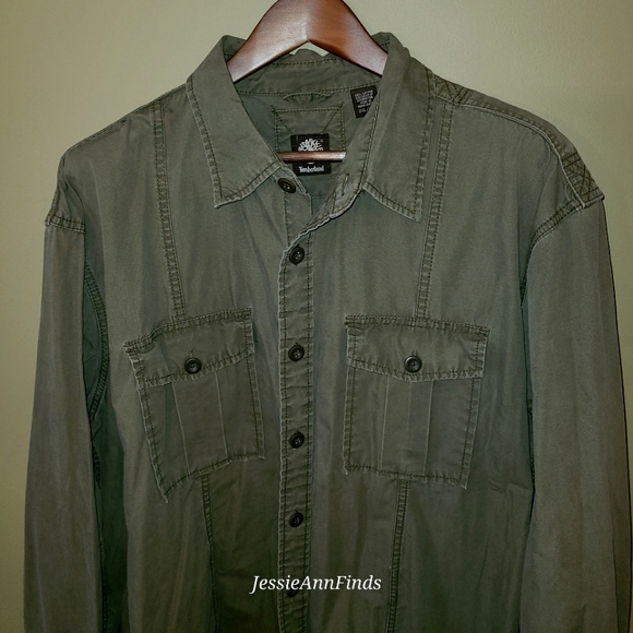 Timberland Green Button Down Shirt Jacket Shacket Men's Size XXL - Picture 6 of 14